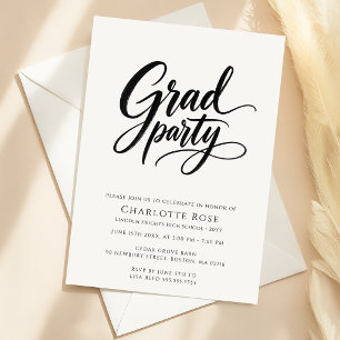 Stylish Elegant Script Grad Party Graduation Invitation