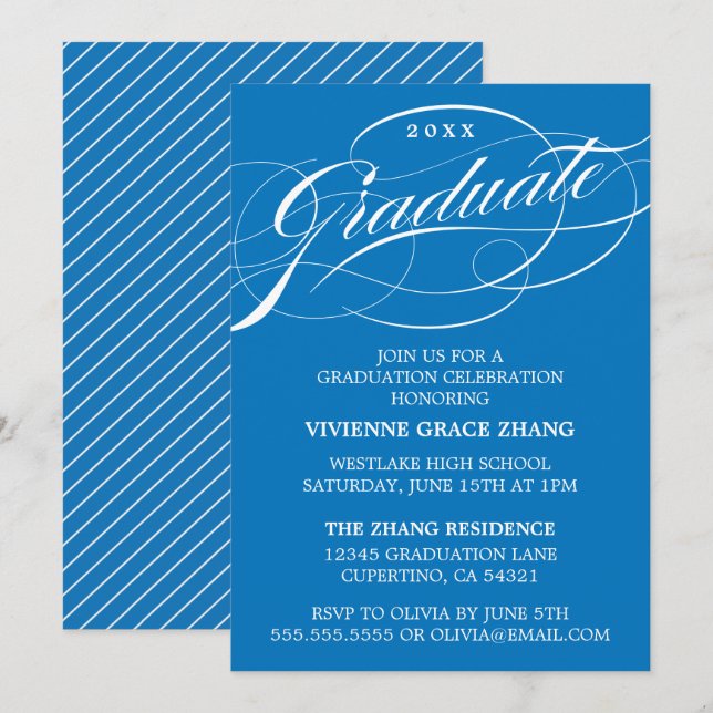 STYLISH ELEGANT SCRIPT GRADUATE PARTY INVITATION (Front/Back)