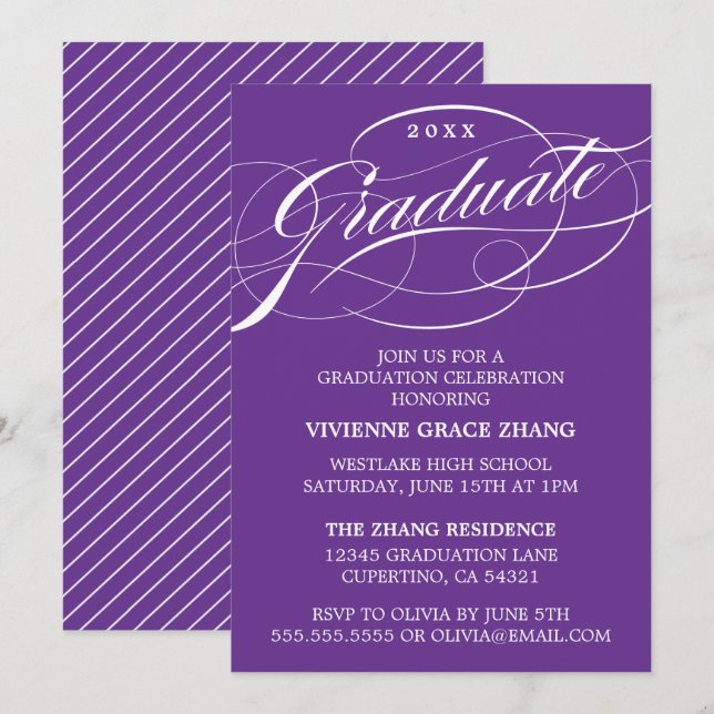 STYLISH ELEGANT SCRIPT GRADUATE PARTY INVITATION (Front/Back)