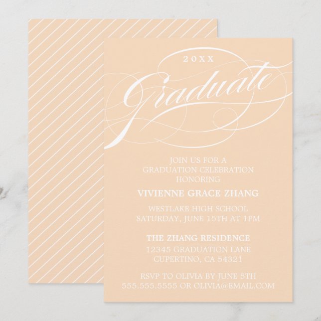 STYLISH ELEGANT SCRIPT GRADUATE PARTY INVITATION (Front/Back)