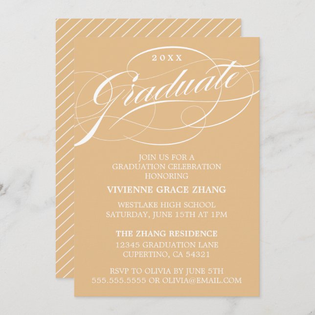STYLISH ELEGANT SCRIPT GRADUATE PARTY INVITATION (Front/Back)