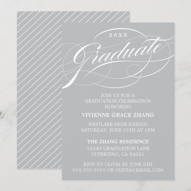 STYLISH ELEGANT SCRIPT GRADUATE PARTY INVITATION (Front/Back)