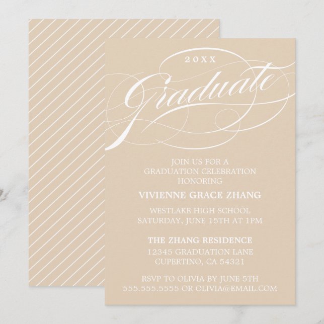 STYLISH ELEGANT SCRIPT GRADUATE PARTY INVITATION (Front/Back)