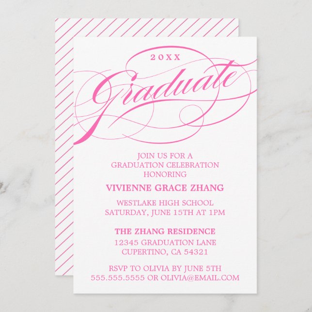 STYLISH ELEGANT SCRIPT GRADUATE PARTY INVITATION (Front/Back)