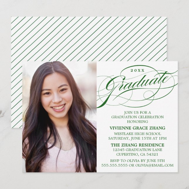 STYLISH ELEGANT SCRIPT GRADUATE PARTY INVITATION (Front/Back)