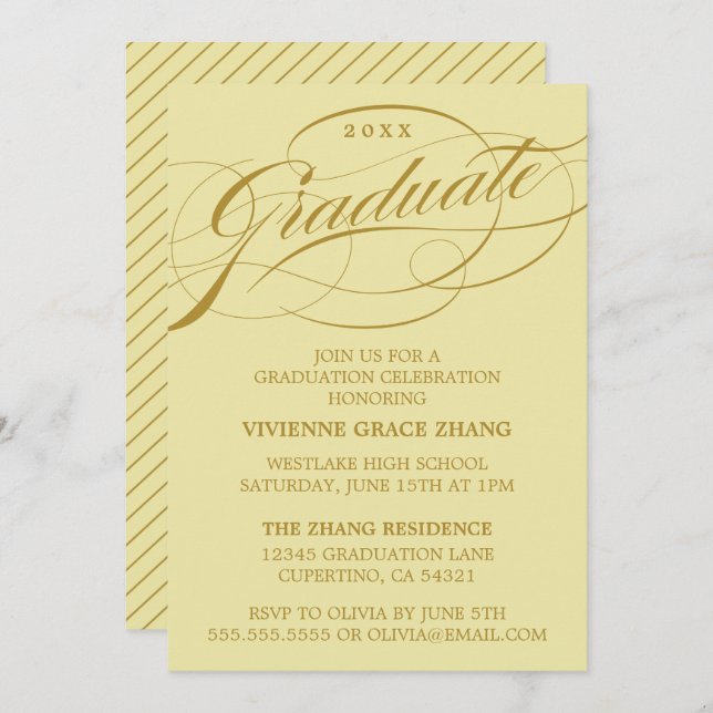 STYLISH ELEGANT SCRIPT GRADUATE PARTY INVITATION (Front/Back)