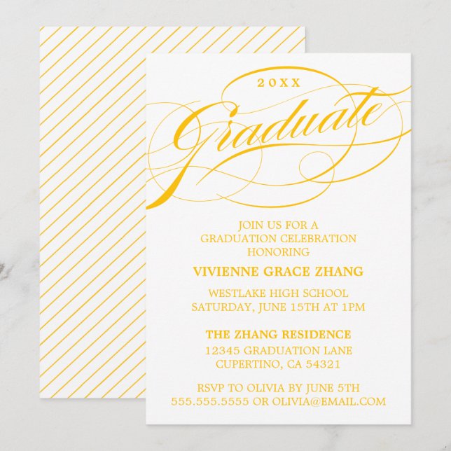 STYLISH ELEGANT SCRIPT GRADUATE PARTY INVITATION (Front/Back)
