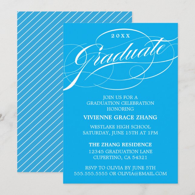 STYLISH ELEGANT SCRIPT GRADUATE PARTY INVITATION (Front/Back)