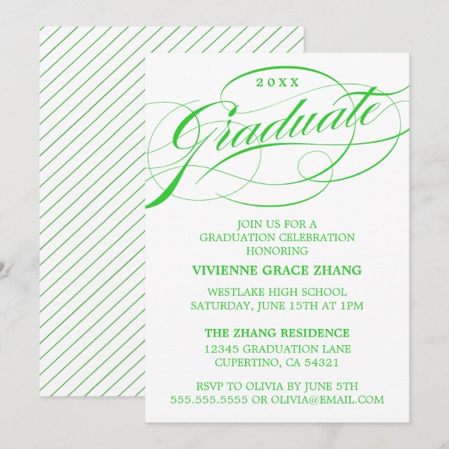 STYLISH ELEGANT SCRIPT GRADUATE PARTY INVITATION (Front/Back)