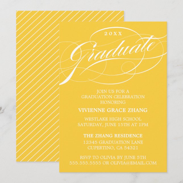 STYLISH ELEGANT SCRIPT GRADUATE PARTY INVITATION (Front/Back)