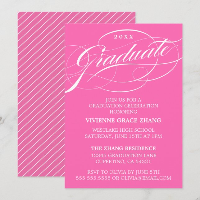 STYLISH ELEGANT SCRIPT GRADUATE PARTY INVITATION (Front/Back)