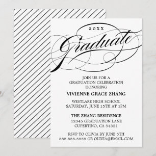 STYLISH ELEGANT SCRIPT GRADUATE PARTY INVITATION