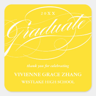 STYLISH ELEGANT SCRIPT GRADUATE THANK YOU STICKER