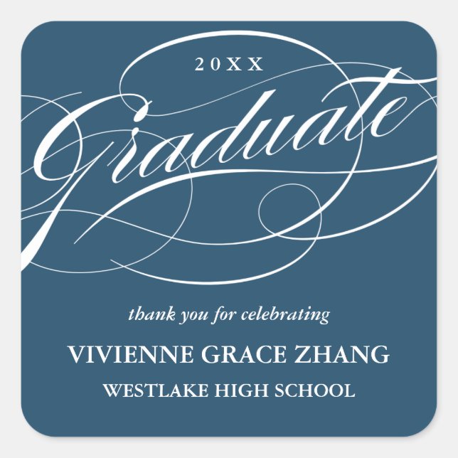 STYLISH ELEGANT SCRIPT GRADUATE THANK YOU STICKER (Front)
