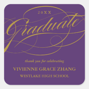 STYLISH ELEGANT SCRIPT GRADUATE THANK YOU STICKER
