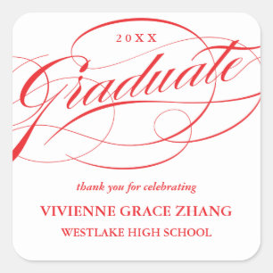 STYLISH ELEGANT SCRIPT GRADUATE THANK YOU STICKER