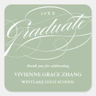 STYLISH ELEGANT SCRIPT GRADUATE THANK YOU STICKER
