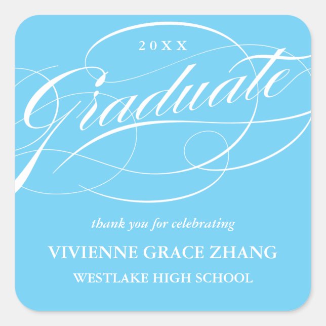 STYLISH ELEGANT SCRIPT GRADUATE THANK YOU STICKER (Front)