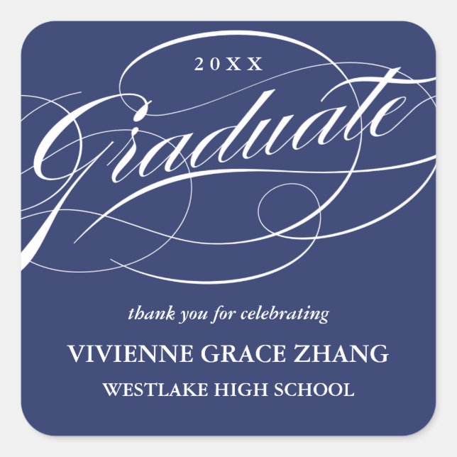 STYLISH ELEGANT SCRIPT GRADUATE THANK YOU STICKER (Front)