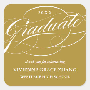 STYLISH ELEGANT SCRIPT GRADUATE THANK YOU STICKER