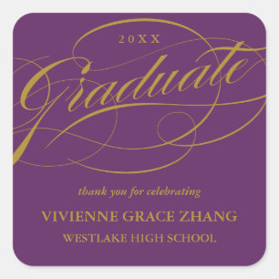 STYLISH ELEGANT SCRIPT GRADUATE THANK YOU STICKER