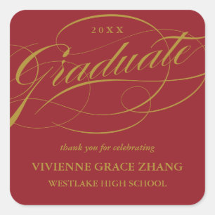 STYLISH ELEGANT SCRIPT GRADUATE THANK YOU STICKER