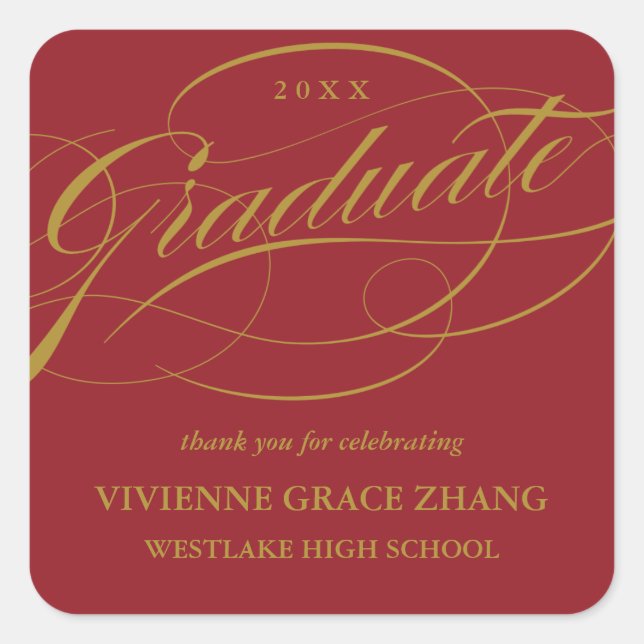 STYLISH ELEGANT SCRIPT GRADUATE THANK YOU STICKER (Front)