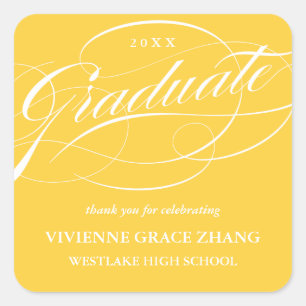STYLISH ELEGANT SCRIPT GRADUATE THANK YOU STICKER
