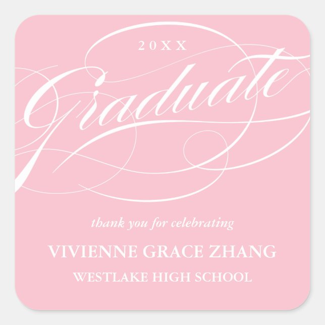 STYLISH ELEGANT SCRIPT GRADUATE THANK YOU STICKER (Front)