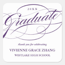 STYLISH ELEGANT SCRIPT GRADUATE THANK YOU STICKER