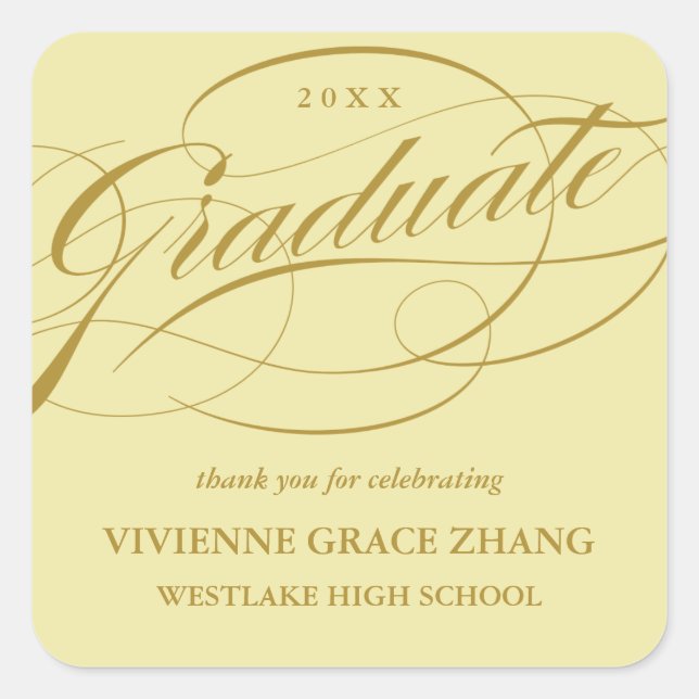STYLISH ELEGANT SCRIPT GRADUATE THANK YOU STICKER (Front)