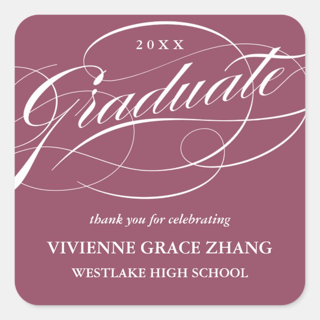 STYLISH ELEGANT SCRIPT GRADUATE THANK YOU STICKER (Front)