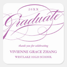 STYLISH ELEGANT SCRIPT GRADUATE THANK YOU STICKER