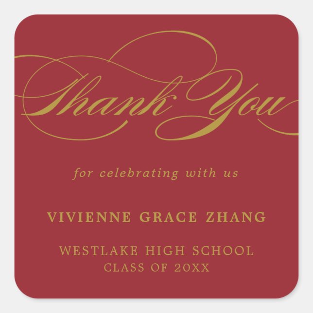 STYLISH ELEGANT SCRIPT THANK YOU STICKER (Front)