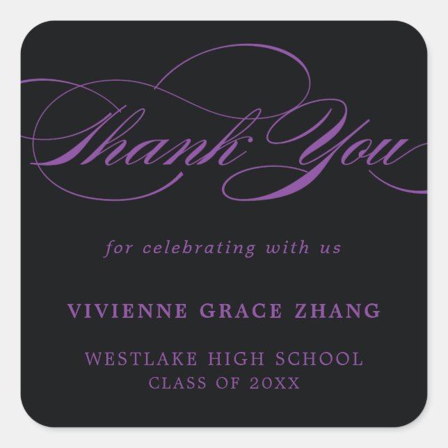 STYLISH ELEGANT SCRIPT THANK YOU STICKER (Front)