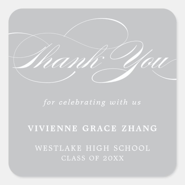 STYLISH ELEGANT SCRIPT THANK YOU STICKER (Front)