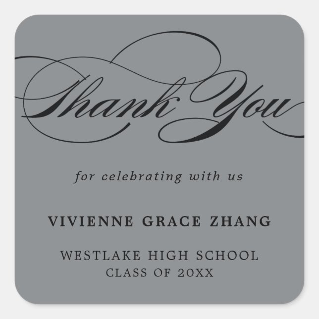 STYLISH ELEGANT SCRIPT THANK YOU STICKER (Front)