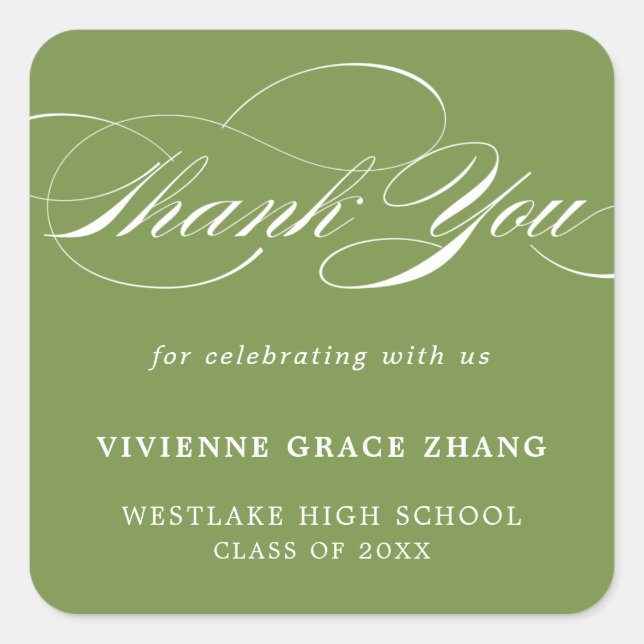 STYLISH ELEGANT SCRIPT THANK YOU STICKER (Front)