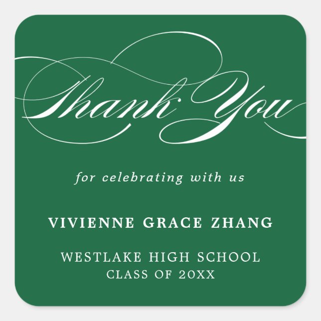 STYLISH ELEGANT SCRIPT THANK YOU STICKER (Front)