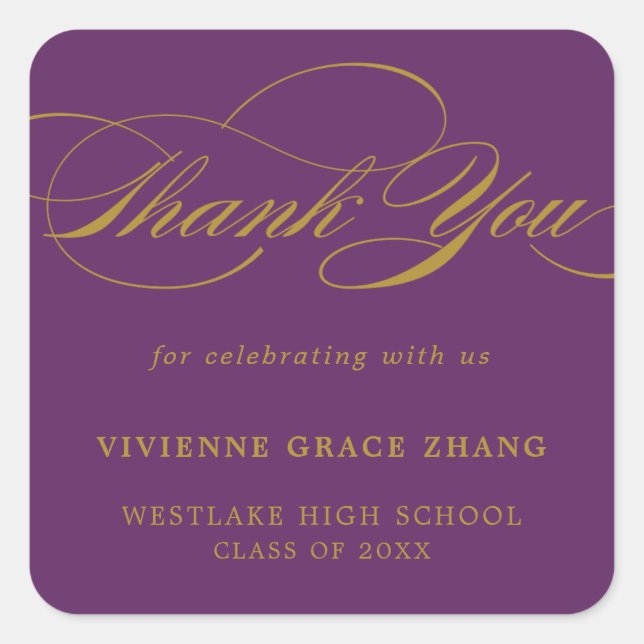 STYLISH ELEGANT SCRIPT THANK YOU STICKER (Front)
