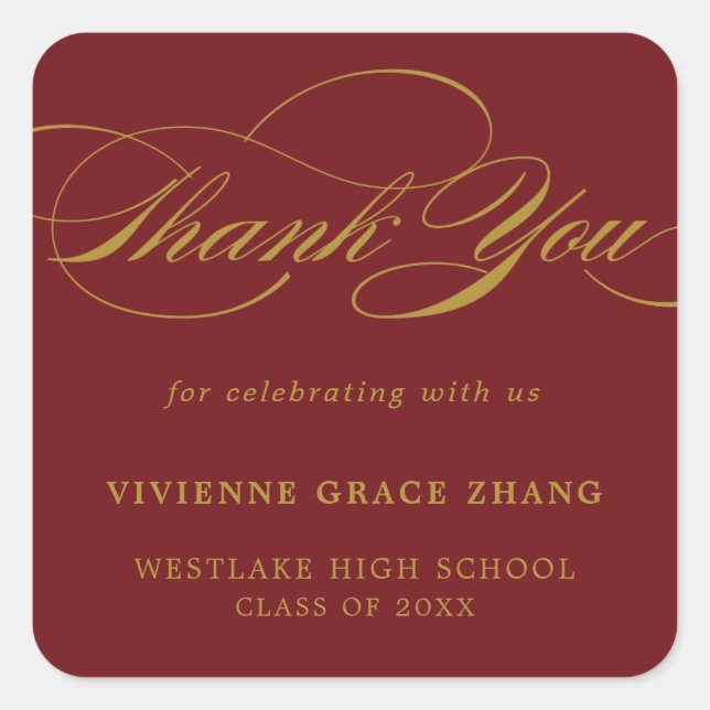 STYLISH ELEGANT SCRIPT THANK YOU STICKER (Front)
