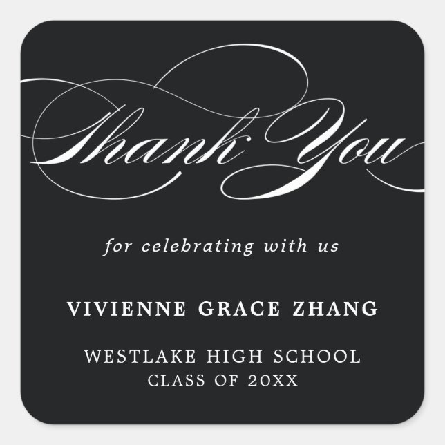 STYLISH ELEGANT SCRIPT THANK YOU STICKER (Front)