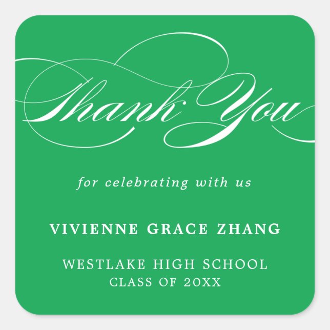 STYLISH ELEGANT SCRIPT THANK YOU STICKER (Front)