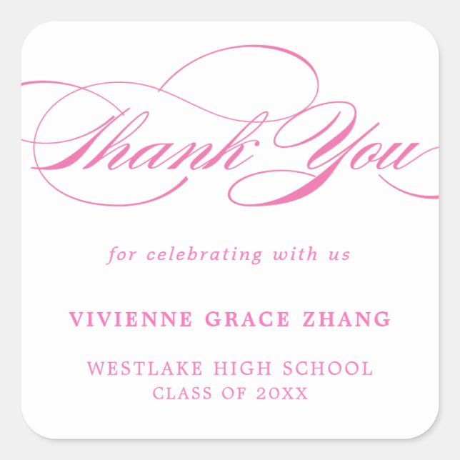 STYLISH ELEGANT SCRIPT THANK YOU STICKER (Front)