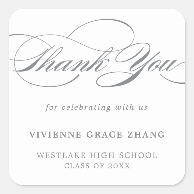 STYLISH ELEGANT SCRIPT THANK YOU STICKER (Front)
