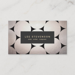 Stylish Elegant Silver Circle Pattern Black Plaque Business Card
