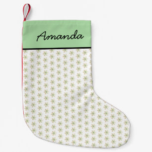 Stylish Elegant Snowflakes White Name Small Christmas Stocking