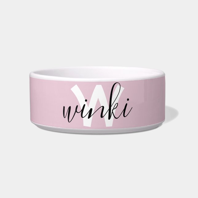 stylish Elegant typography pet name Bowl (Front)