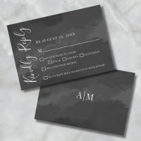 Stylish Elegant Watercolor Black Wedding RSVP Card