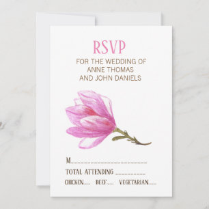 Stylish, ELEGANT WEDDING RSVP  CARD Pink Flower